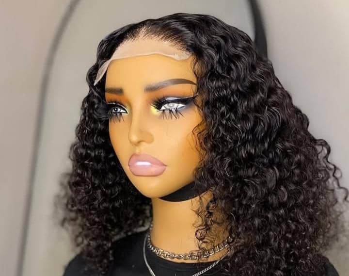 Human hair closure water curls 12 inches 