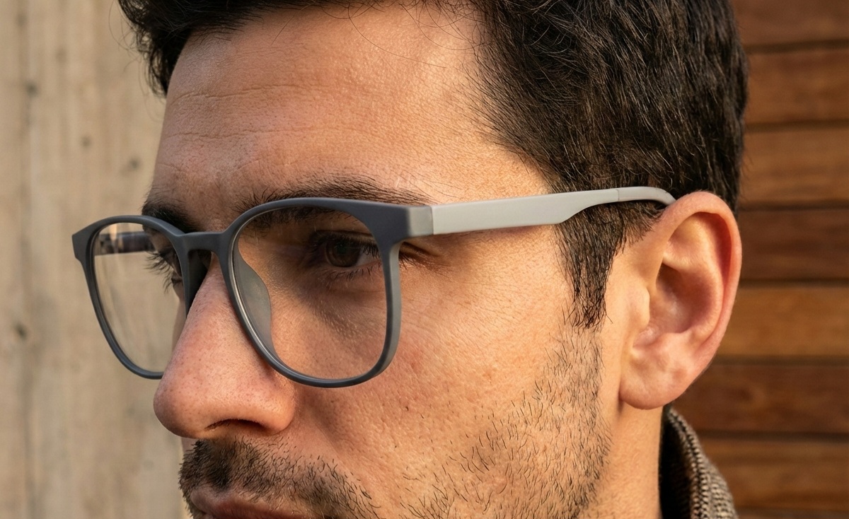 Vintage Mat Grey Square Eyeglasses