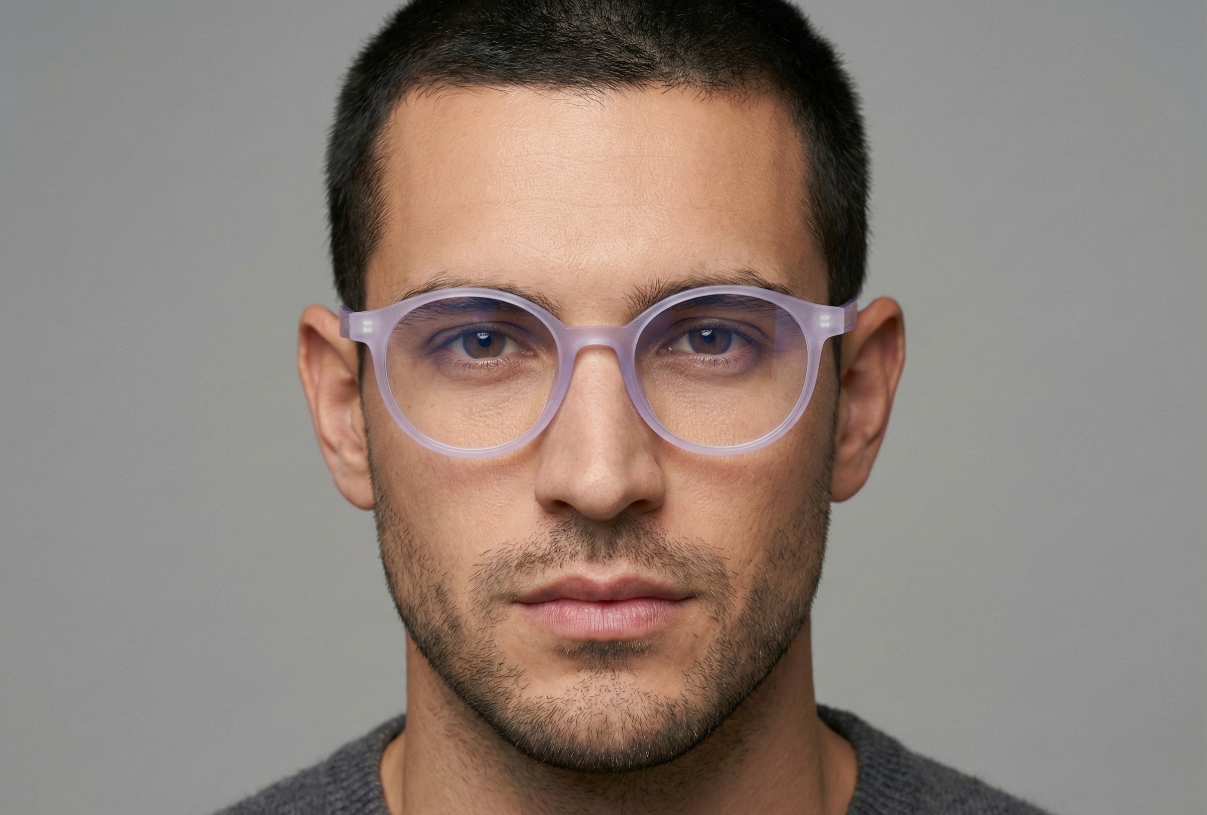 Vintage Mat Transparent Pink Round Eyeglasses