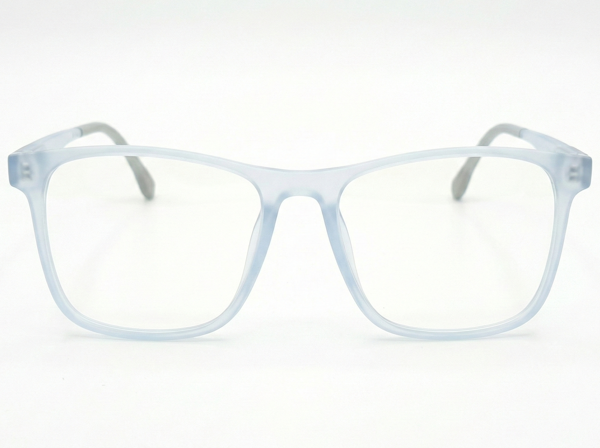Vintage Mat Transparent Sky Blue Square Eyeglasses