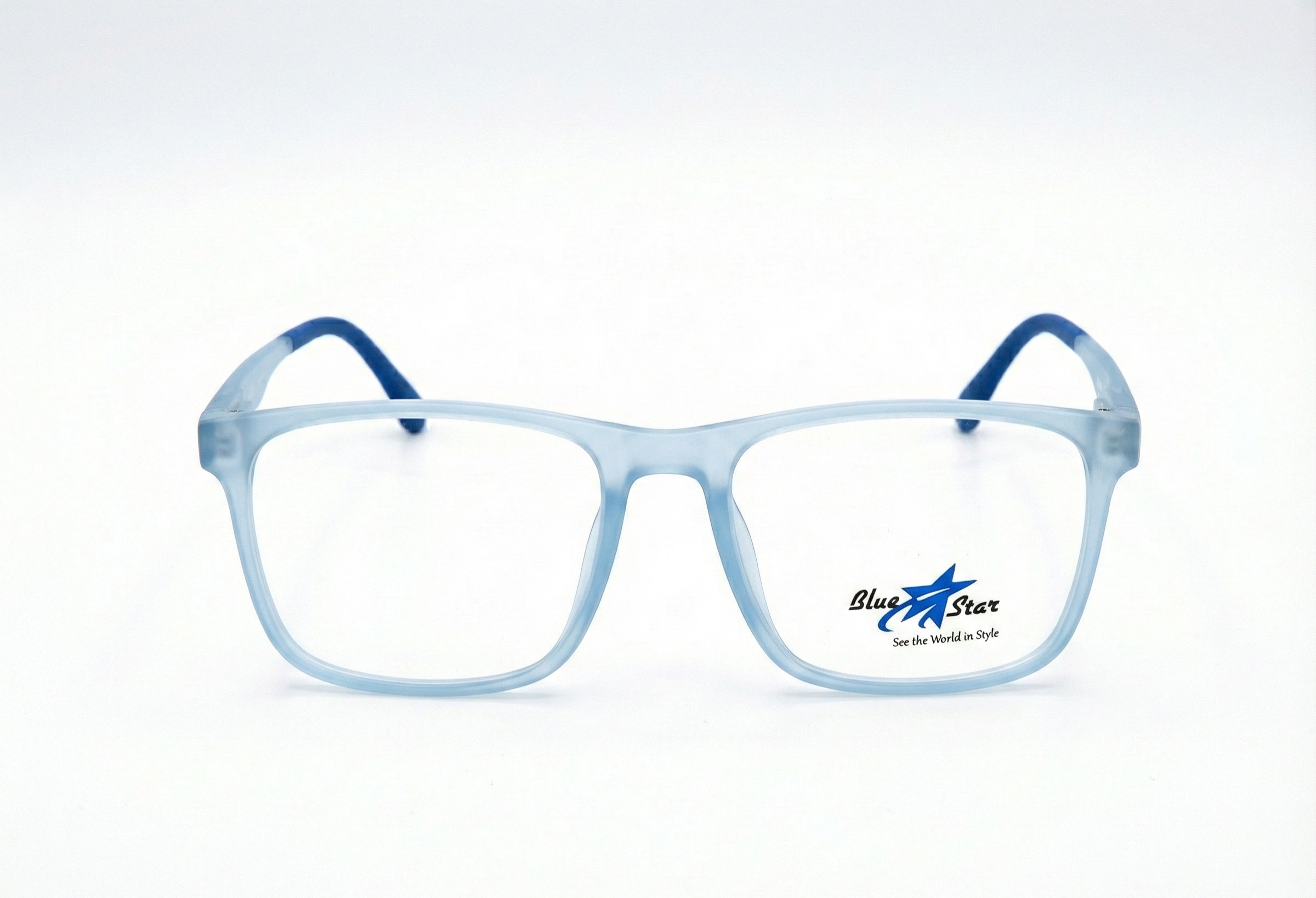 Vintage Mat Transparent Blue Rectangle Eyeglasses