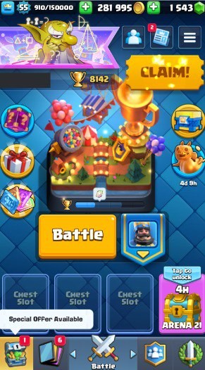 Clash Royale Account (IOS/ANDROID) – Level 55 | Kings Tower 15 | 8142 Trophy | 113 Cards | 46 Emotes | 1543 Gems | 281k Gold