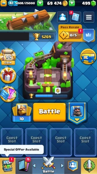 Clash Royale Account (IOS/ANDROID) – Level 41 | Kings Tower 14 | 5269 Trophy | 103 Cards | 44 Emotes | 499 Gems | 69k Gold