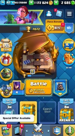 Clash Royale Account (IOS/ANDROID) – Level 47 | Kings Tower 14 | 7072 Trophy | 112 Cards | 26 Emotes | 2685 Gems | 1.17kk Gold