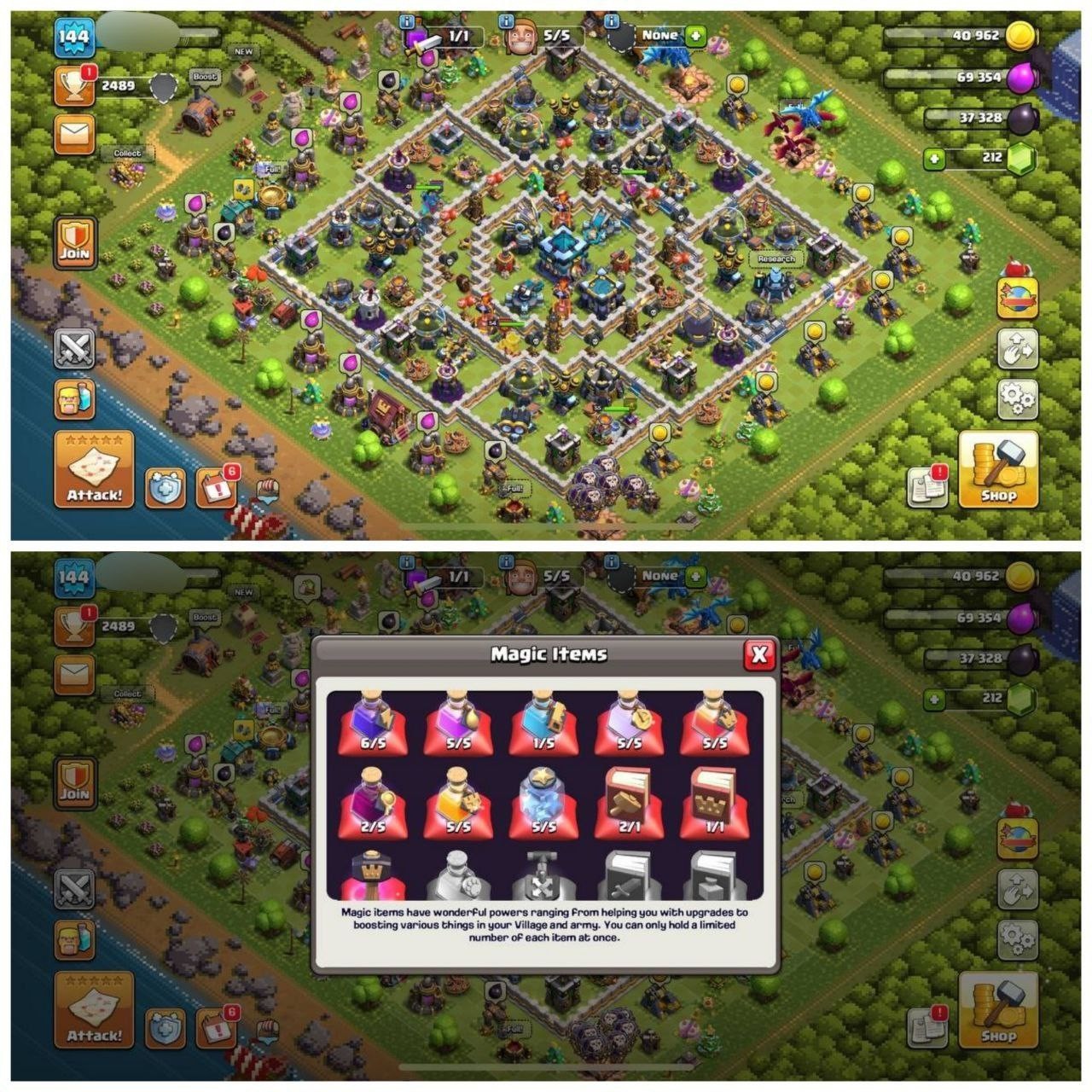 {CRAZY ACCOUNT} TH13 DONATION⚡️2 EPIC EQUIPMENTS⚡️XP- 144⚡️HERO 54-55-41-32⚡️WHITE WALLS ⚡️ 4 SKINS⚡️MAGIC ITEMS⚡️OP LAB ⚡️FREE NC⚡️INSTANT DELIVERY 🚚