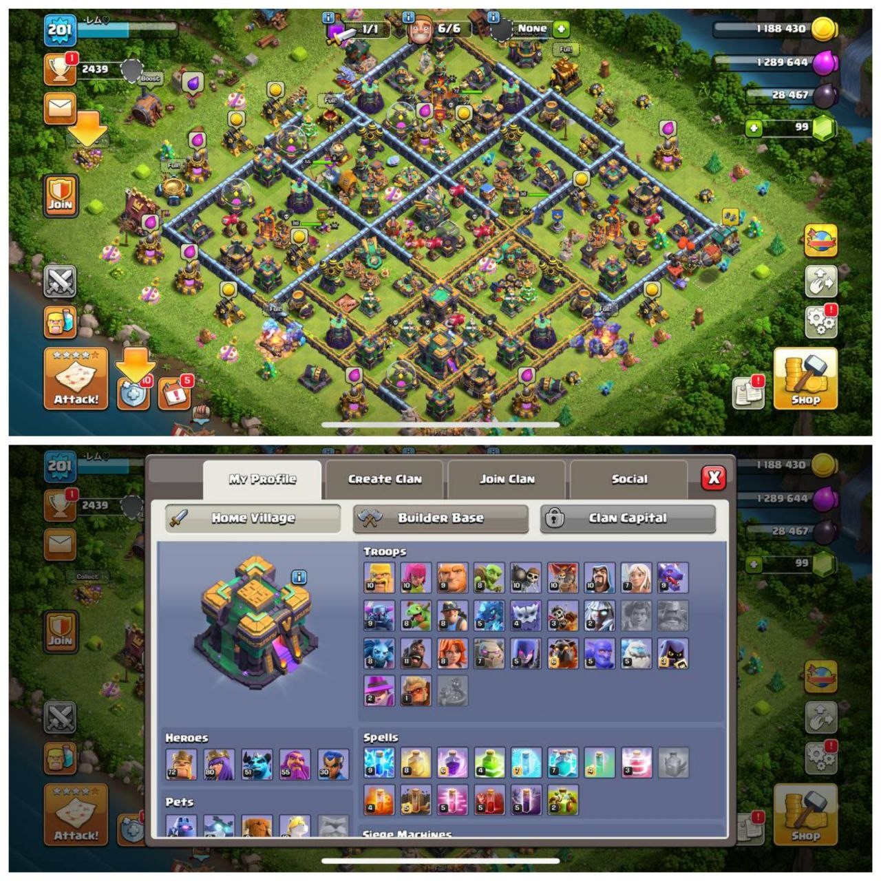 {POWERFULL ACCOUNT} TH14 NEAR MAX⚡️XP- 201 ⚡️5 EPIC EQUIPMENTS ⚡️HERO 72-80-51-55-30 ⚡️HOT WALLS ⚡️3 SKINS ⚡️MAGIC ITEMS⚡️ OP LAB ⚡️INSTANT DELIVERY 🚚