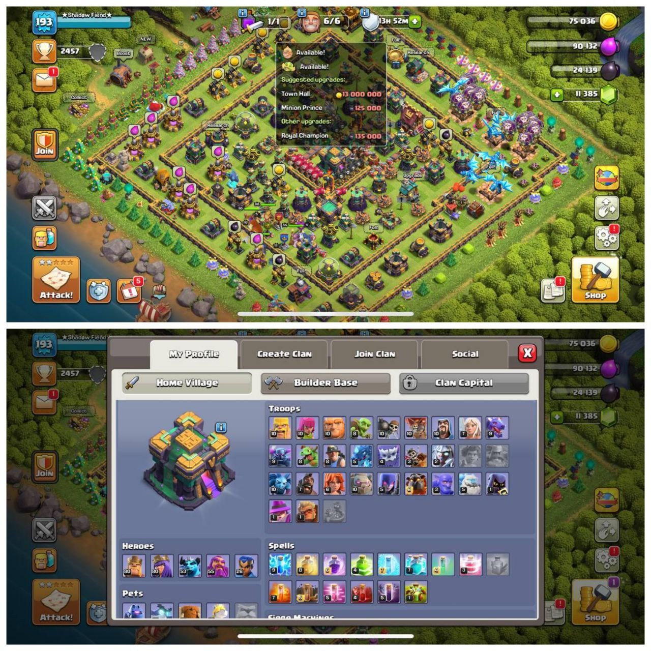 TH 14 HIGH GEMS⚡️11300 GEMS⚡️XP-193⚡️6B⚡️HERO-80-80-53-55-26⚡️ALMOST MAX⚡️OP PROFILE⚡️MAX DEFENCE⚡️NC-500⚡️1630 MEDALS⚡️MAGIC ITEMS⚡️BH OP⚡️CHEAP⚡️HOT DEAL⚡️