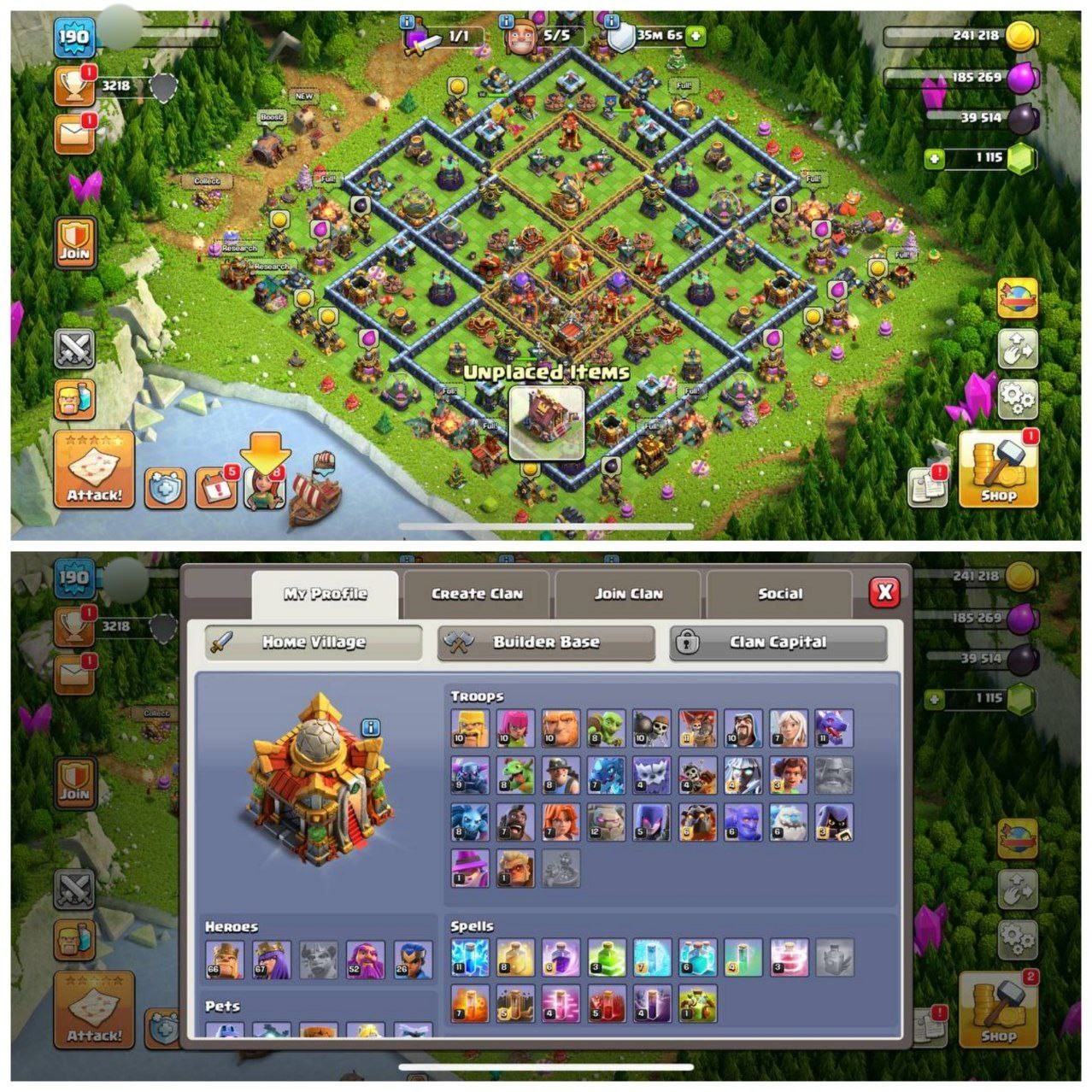 {STRONG ACCOUNT} TH16 SEMI MAX⚡️2 EPIC EQUIPMENTS⚡️XP-190⚡️HERO 66-67-52-26 ⚡️ DARK BLUE WALLS⚡️658 CWL MEDALS⚡️MAGIC ITEMS⚡️OP LAB⚡️INSTANT DELIVERY 🚚