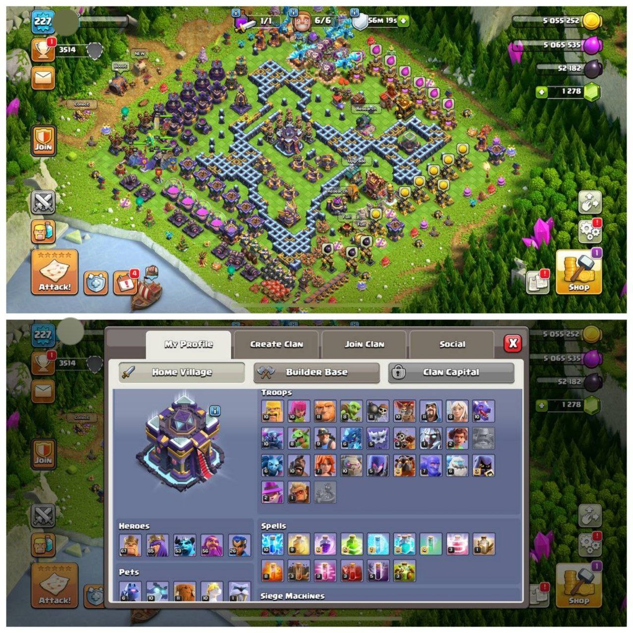 {CRAZY ACCOUNT} TH15 SEMI MAX⚡️2 EPIC EQUIPMENTS⚡️XP-227⚡️HERO 67-85-53-56-26⚡️DARK BLUE WALLS⚡️500 GEMS NAME CHANGE⚡️MAGIC ITEMS⚡️OP LAB⚡️INSTANT DELIVERY 🚚