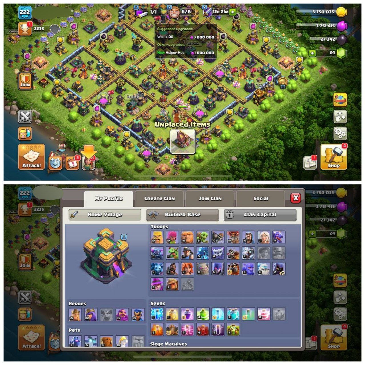 {CRAZY ACCOUNT} TH14  MAX⚡️1 EPIC EQUIPMENTS⚡️XP-222⚡️HERO 80-80-55-30⚡️ALMOST MAX WALLS⚡️MAGIC ITEMS⚡️OP LAB⚡️INSTANT DELIVERY 🚚