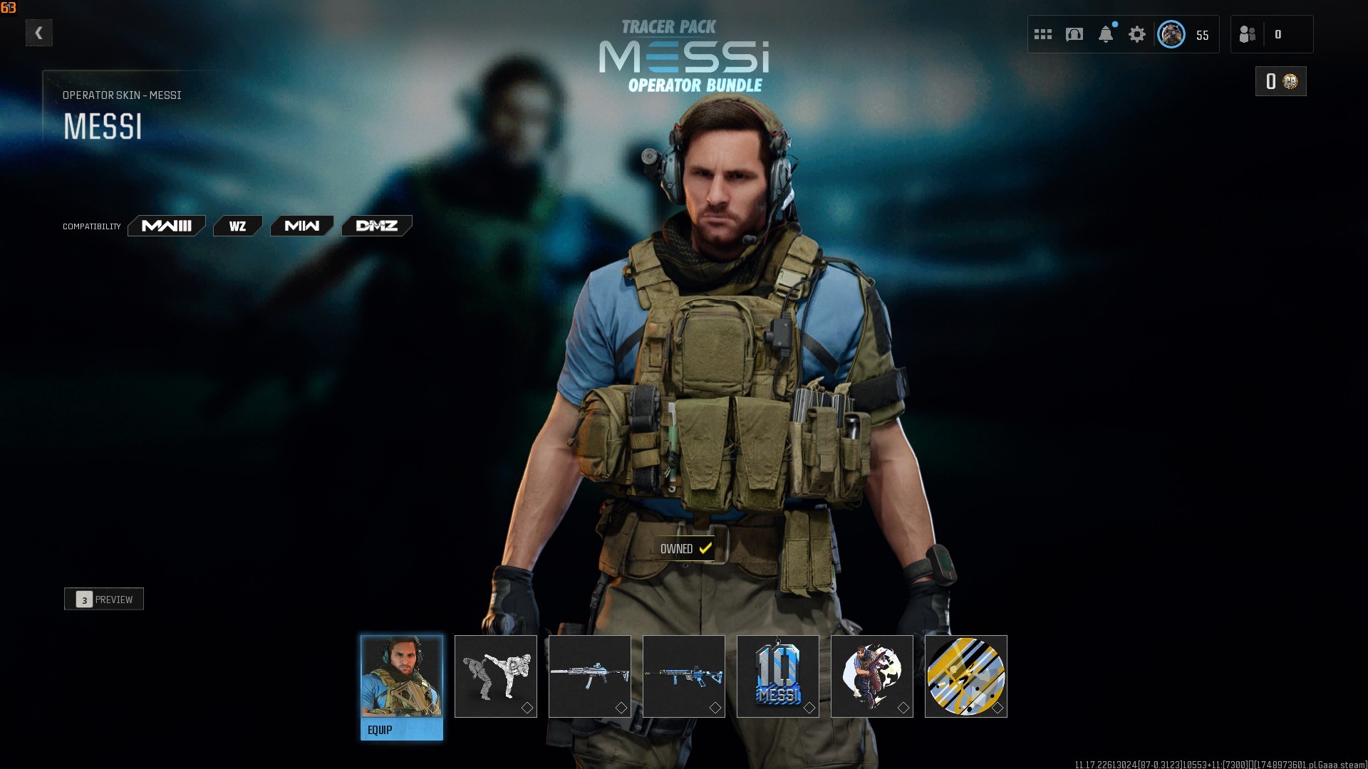 ⭐【WZ4/BO6】🔥【Prestige 1】Messi Bundle | x50 Gun Leveled | Kar98 Max | x6 Prime Gaming Bundles | x2 Battlepass Skins | Squid Game