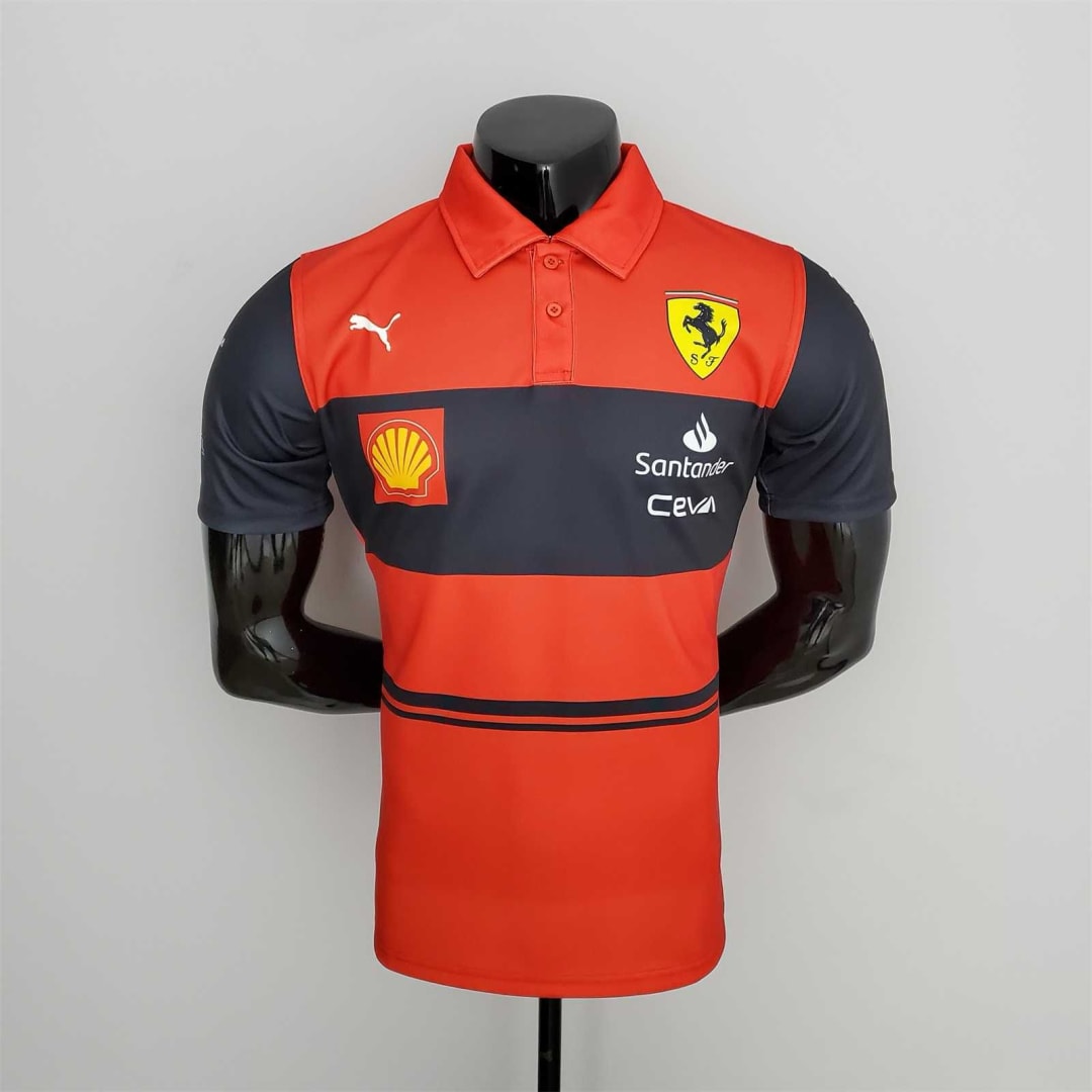Camisa polo Ferrari vermelha e preta, foto 1