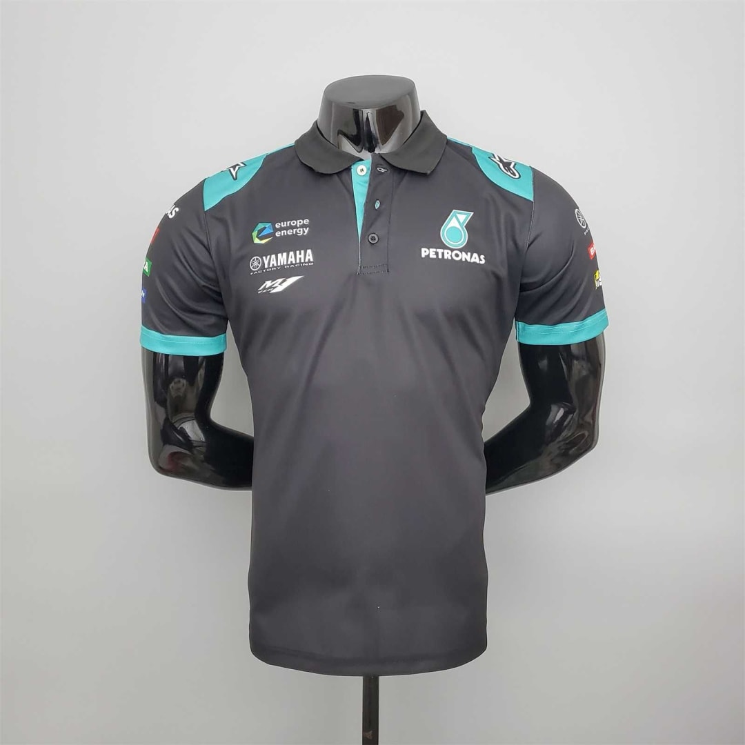 Camisa polo Petronas Yamaha cinza e azul-claro, foto 1