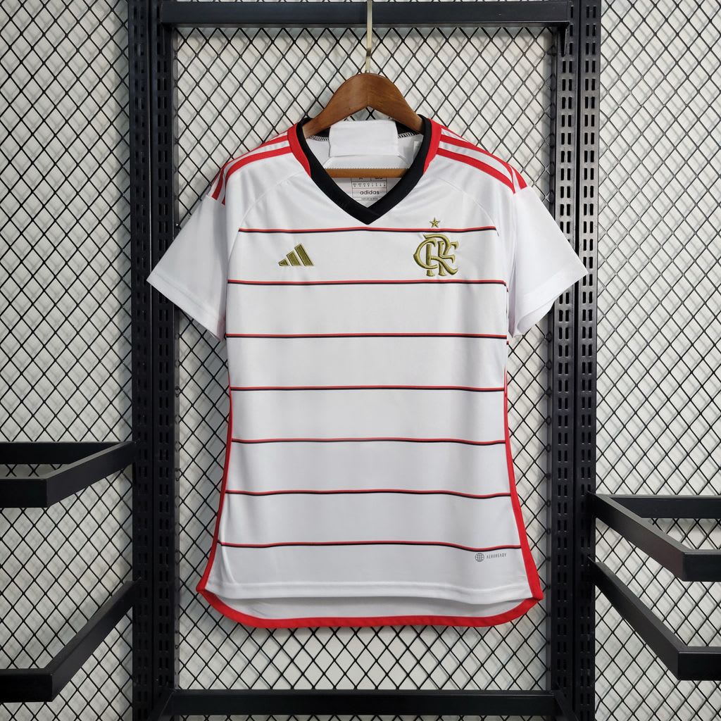 Camisa feminina Flamengo branca com listras, foto 1