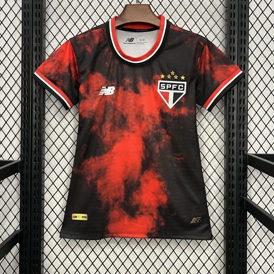 Camisa feminina São Paulo preta e vermelha, foto 1