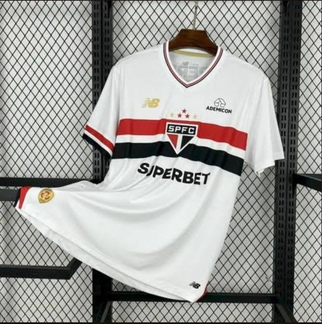 Camisa São Paulo branca com gola em V, foto 1