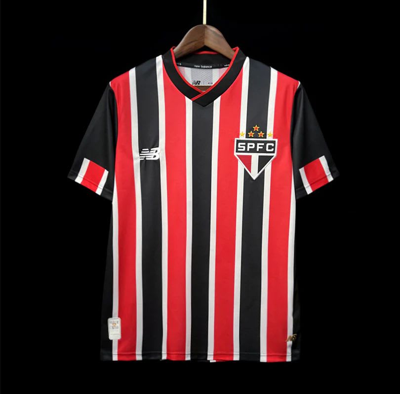 Camisa São Paulo listrada vermelha, preta e branca, foto 1