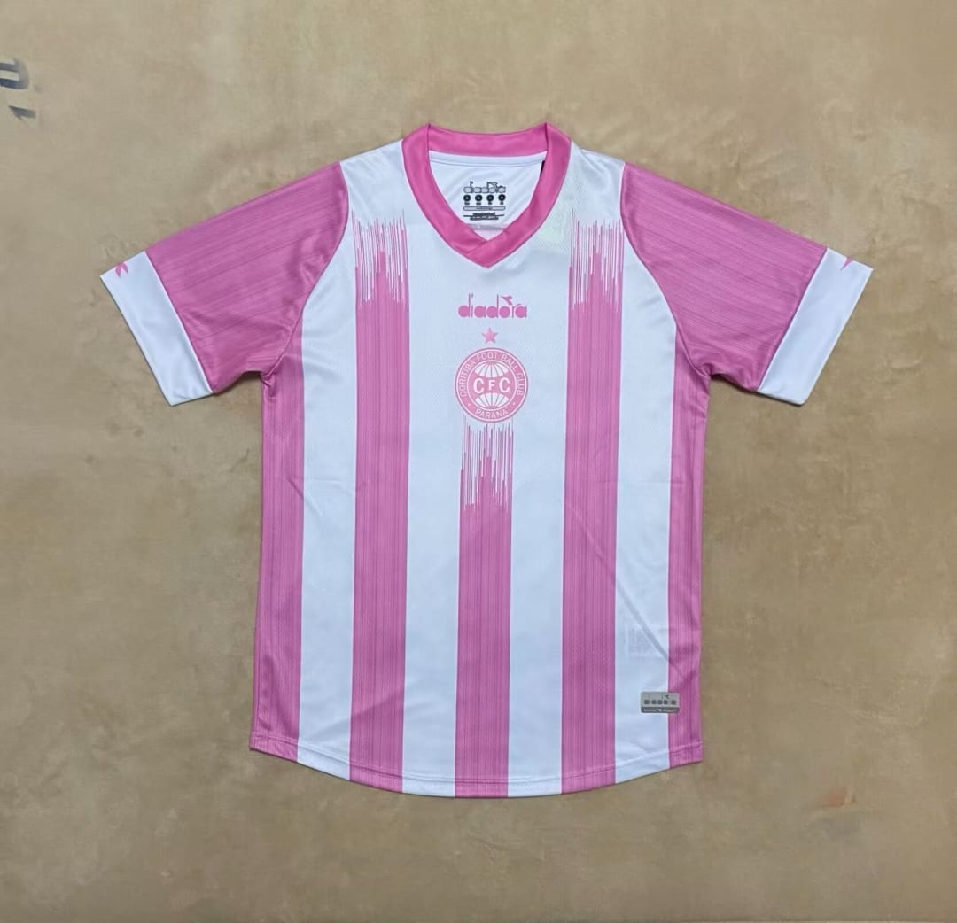 Camisa Coritiba listrada rosa e branca, foto 1