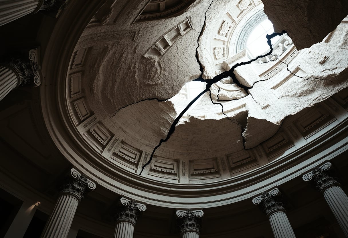 Market leaders prioritize risk reduction as BTC faces significant downward pressure from historical highs.