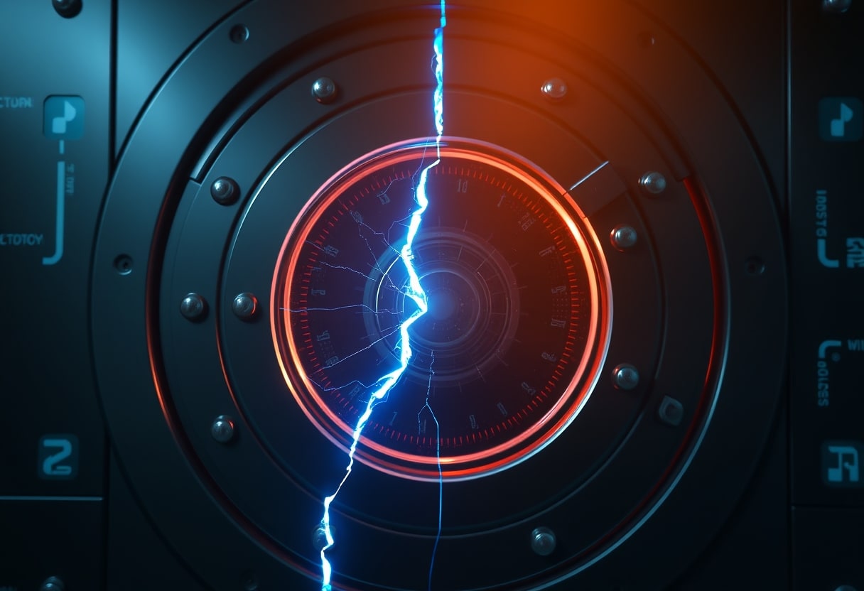 Figure faces a critical identity crisis as human vulnerability compromises institutional data integrity.