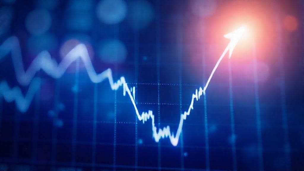 An upward trend on a financial chart hinting at unquantifiable market influences.