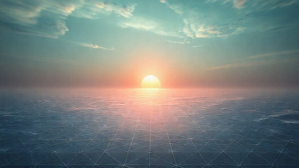 Showcasing a serene digital landscape emerging, symbolizing a market reset after intense unwinding.