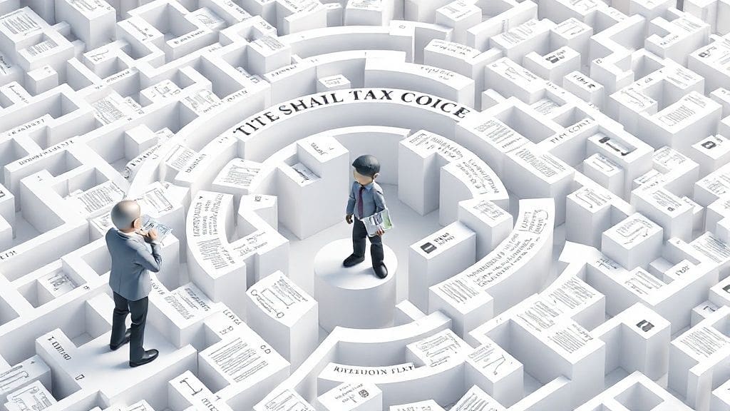Depicting the complex labyrinth of tax compliance for cryptocurrency investors.
