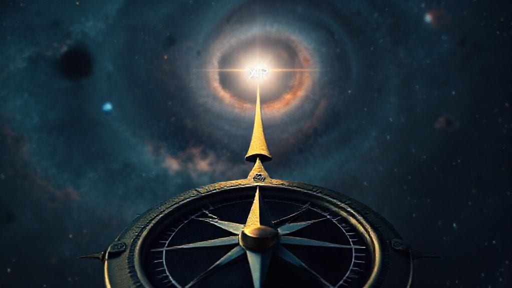 Chart Replacement: A symbolic compass pointing towards XRP's future potential.