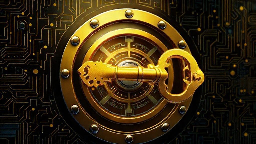 A golden key unlocking a digital vault, representing new regulated investment opportunities.