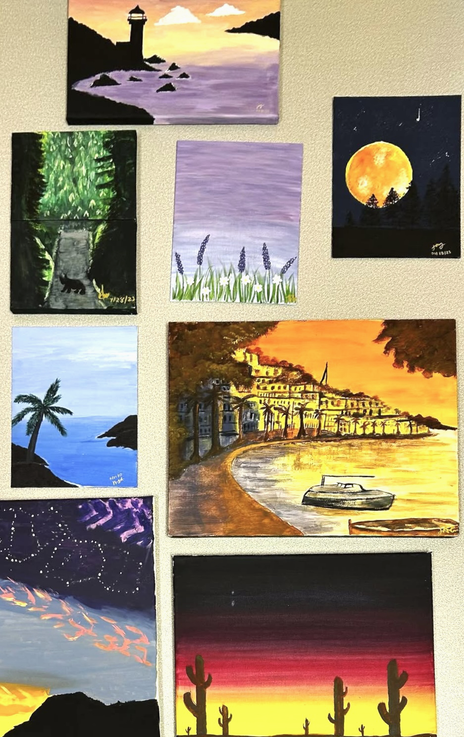 Photo of a set of finished works.