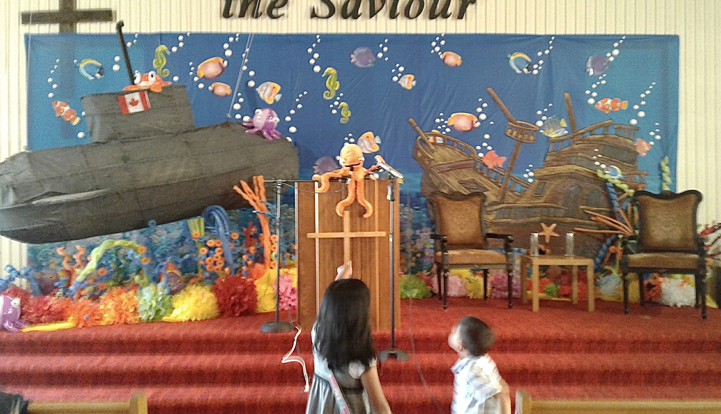 Painted the sunken ship in a stage decor project for our church's Vacation Bible School.