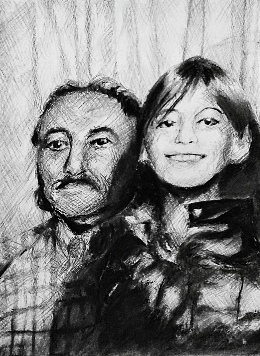 Revivification of an old photo of a patron's picture with his late father.