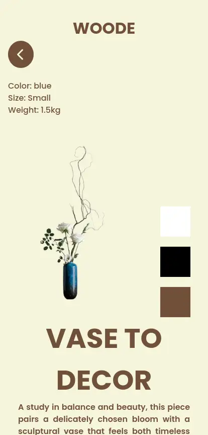 A close-up screenshot of the Woode mobile shopping cart, focusing on the checkout summary. The interface features a clean 'Order Overview' card displaying a subtotal of R$ 70 and a 'gift' checkbox option. The primary call-to-action is a prominent, full-width dark brown button labeled 'Place Order via WhatsApp', designed for easy thumb interaction on a cream background, followed by the top of the dark brand footer.