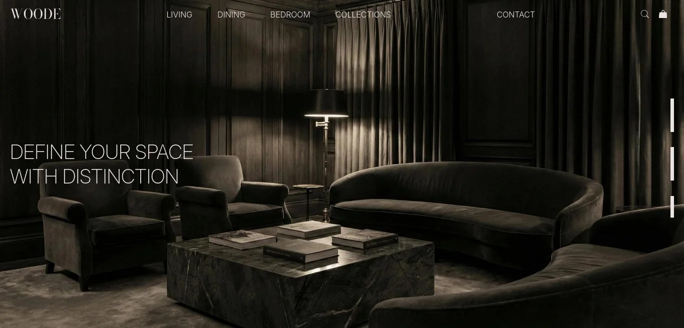 An immersive digital storefront that presents luxury furniture with the visual rhythm of an avant-garde fashion editorial, anchored by rigorous Swiss-style minimalism.