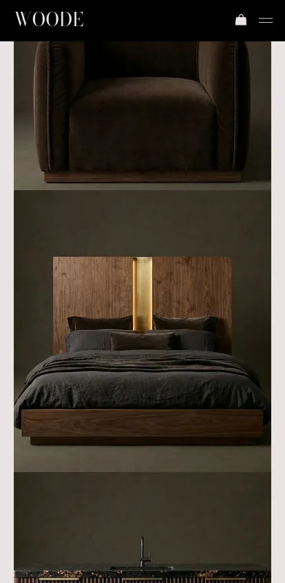 A mobile layout for 'The Edit' section, displaying a vertical, full-width scroll of luxury furniture.