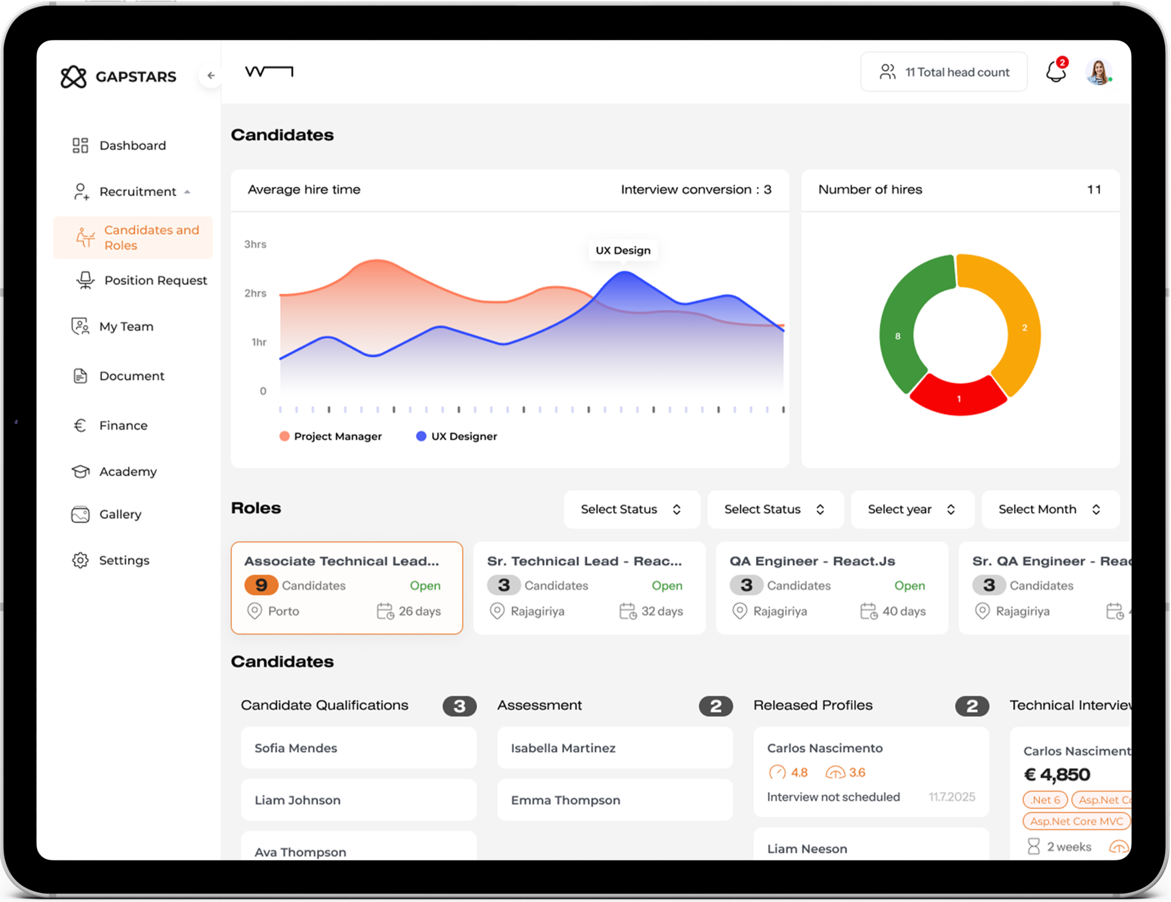 COSMOS Recruitment Pipeline dashboard