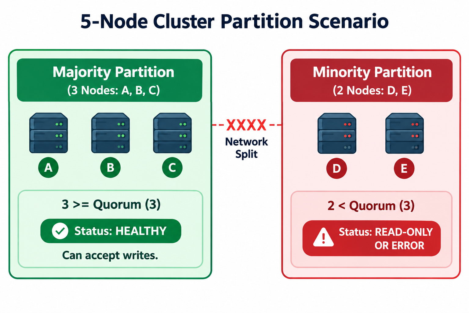 5-Node Cluster Partition Scenario