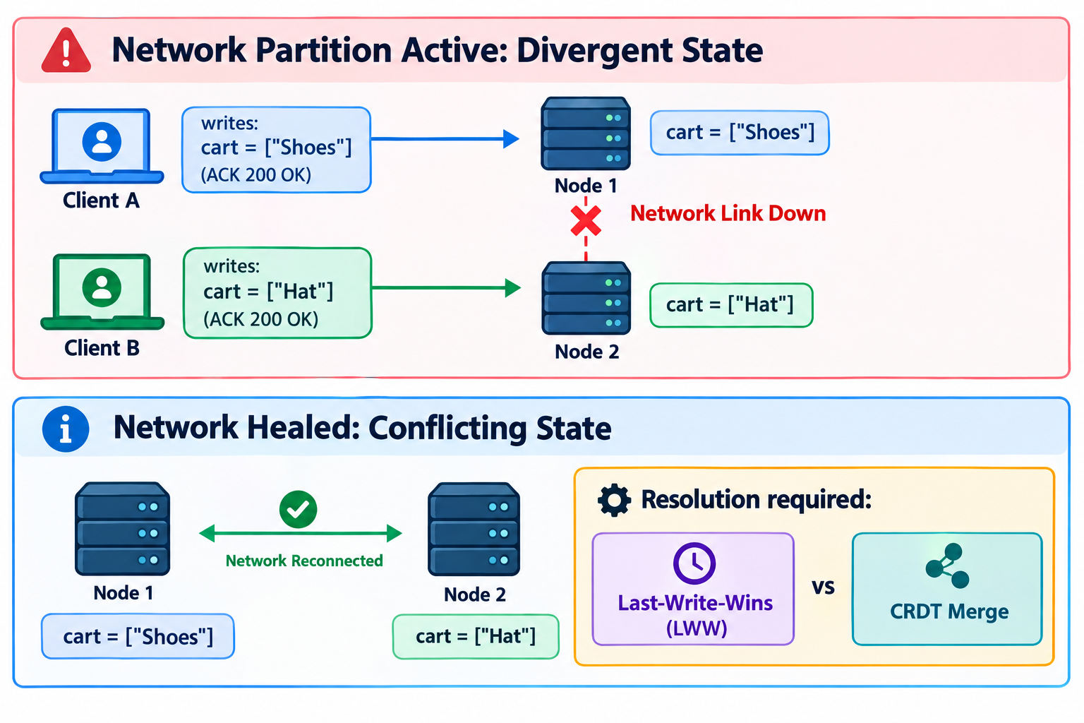 Network Partition and Conflict Resolution