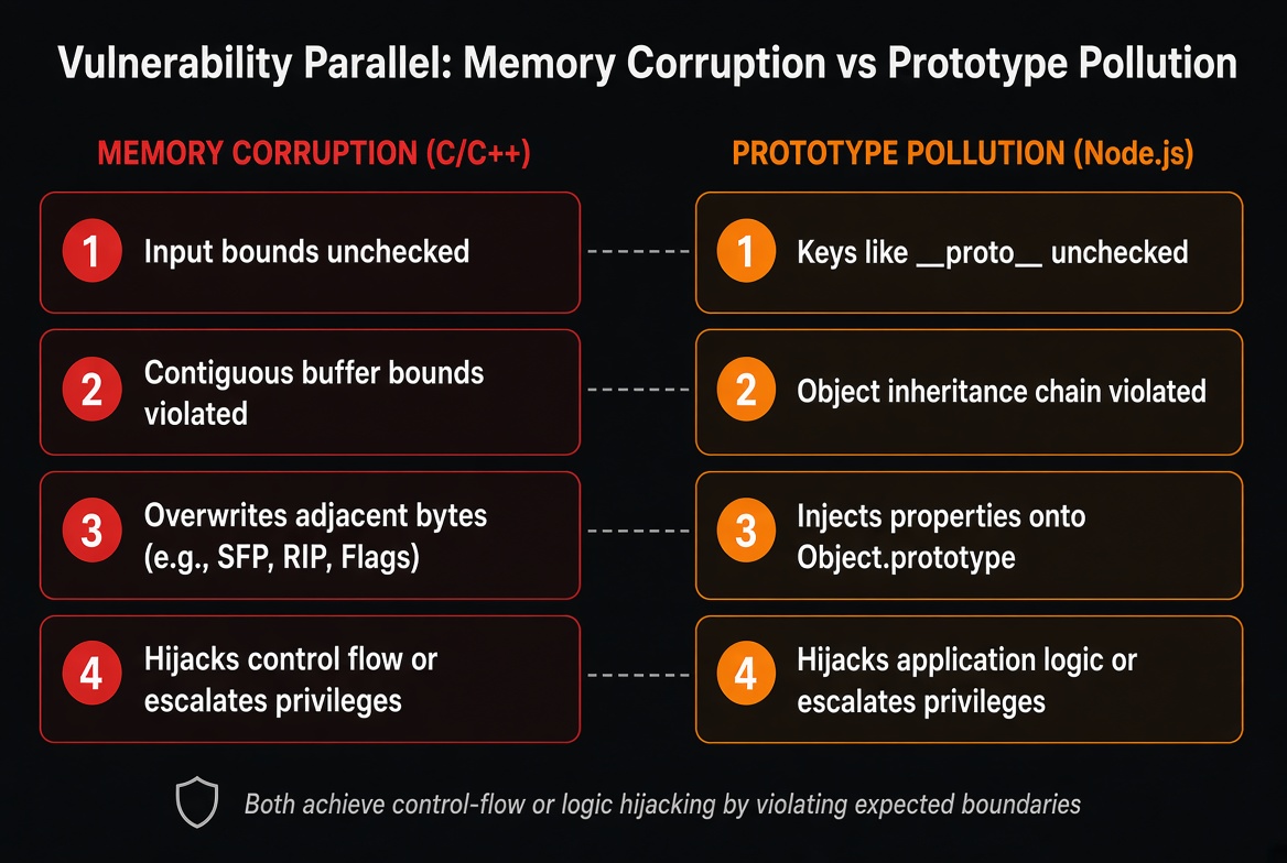 Vulnerability Parallel: Memory Corruption vs Prototype Pollution