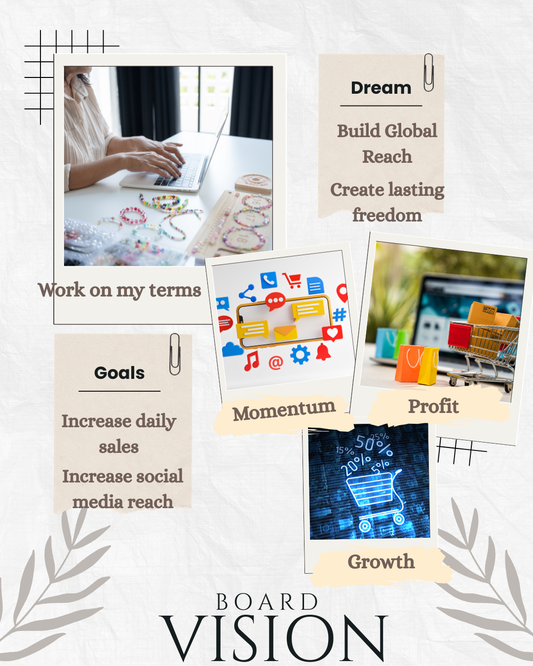 Vision Board for online shop owners