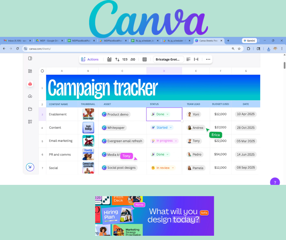 Canva SpreadSheet