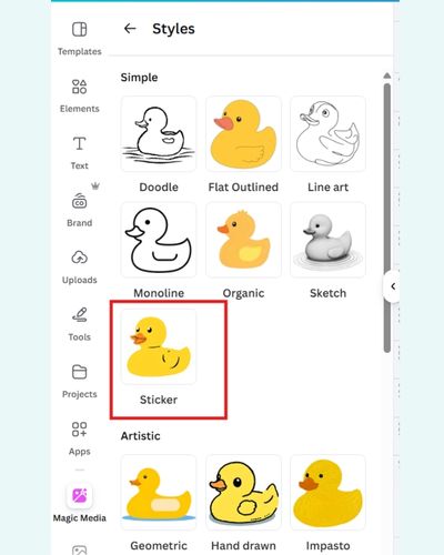 Canva AI Sticker Generation