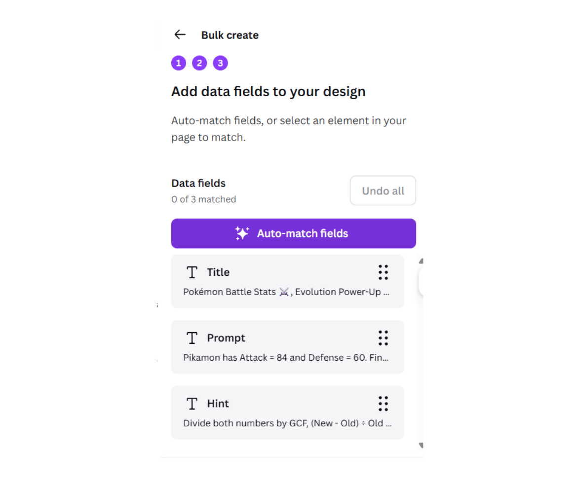 Step 3 : Auto Match Data