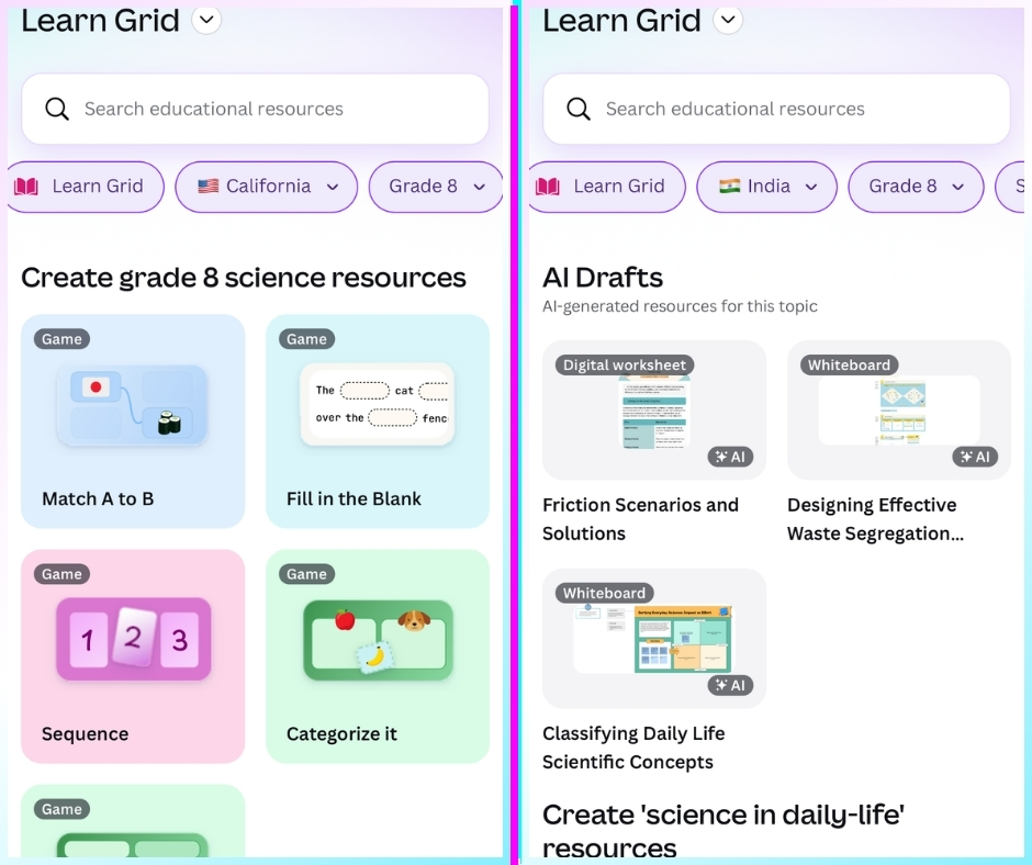 Canva MultiLanguage Support for Learn Grid