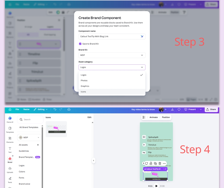 Name your Canva Component and Assign it to an Asset Category