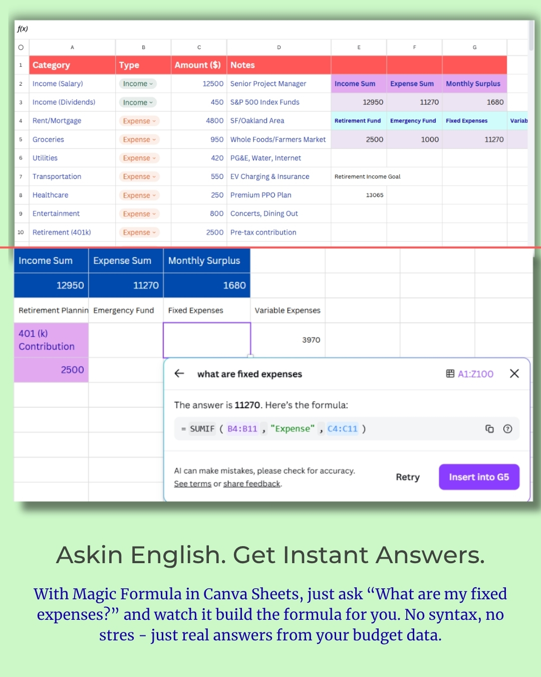 Canva Sheet Budget Tracker