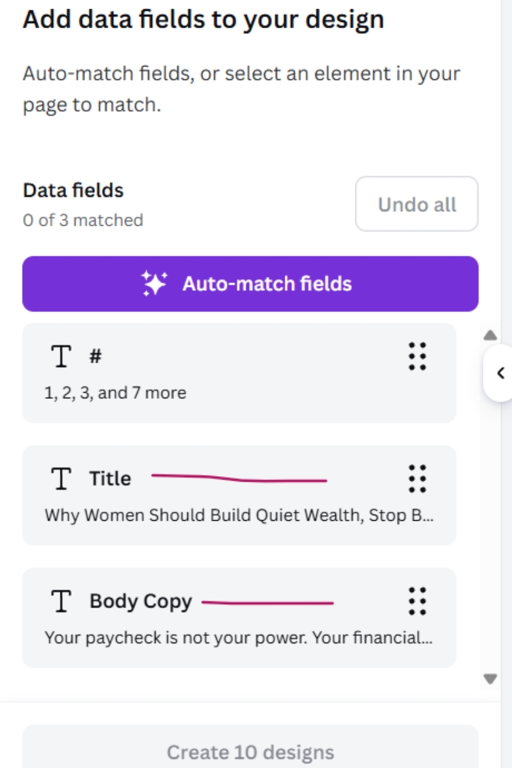 How to use Canva Sheet Auto-Match fields for Bulk Create