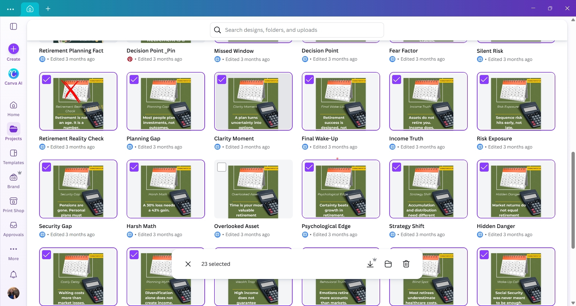 Screenshot of Canva Bulk Create Instagram Reels