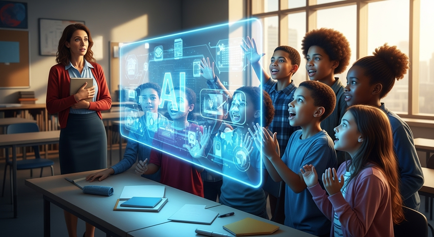 Classroom with AI integration for educational purposes.
