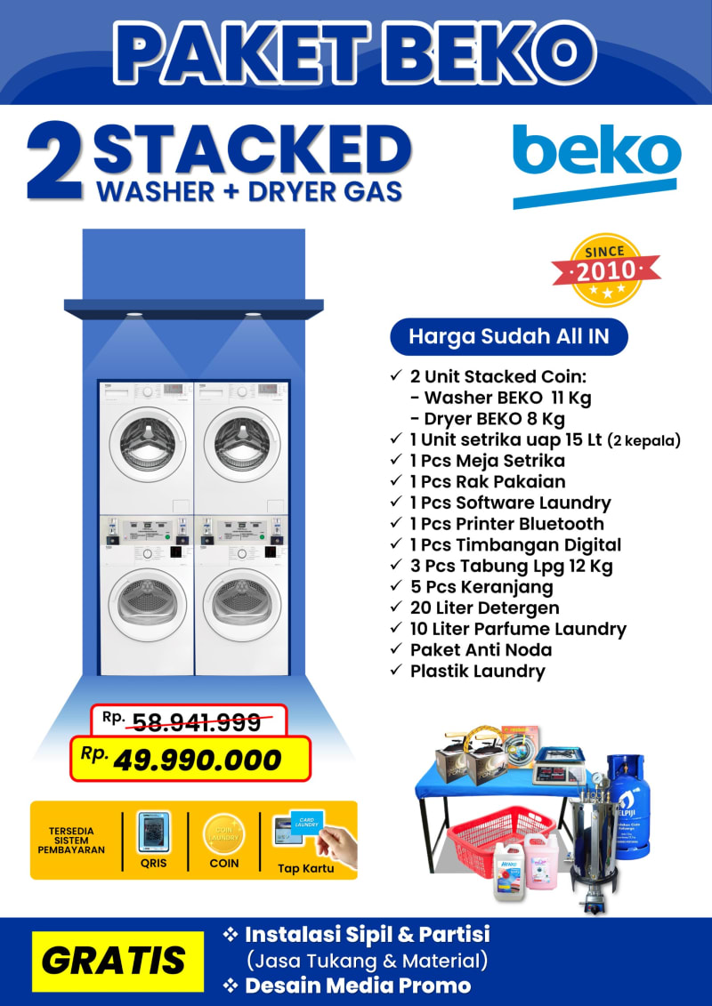 Paket Laundry Beko – 2 Stack